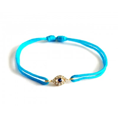 Evil Eye charm bracelet with Diamonds & Sapphire in Gold